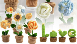 Receitas de plantas e flores em amigurumi