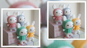 coelho amigurumi com capuz